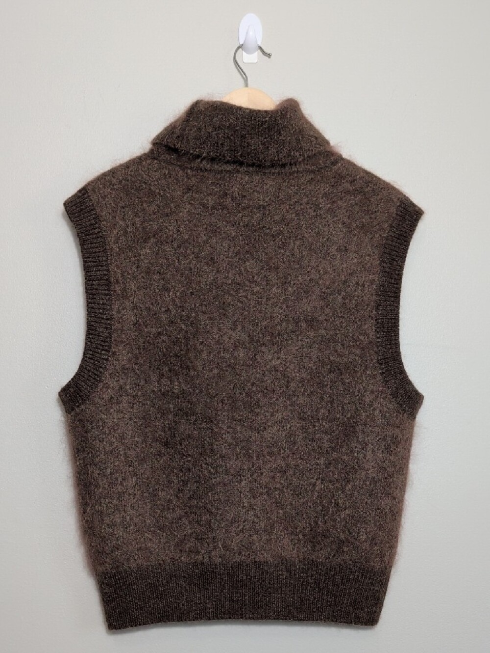 Kerisma Brown Mohair Sleeveless Turtleneck Sweater Vest Fuzzy OS Fall Autumn MED - Picture 14 of 16